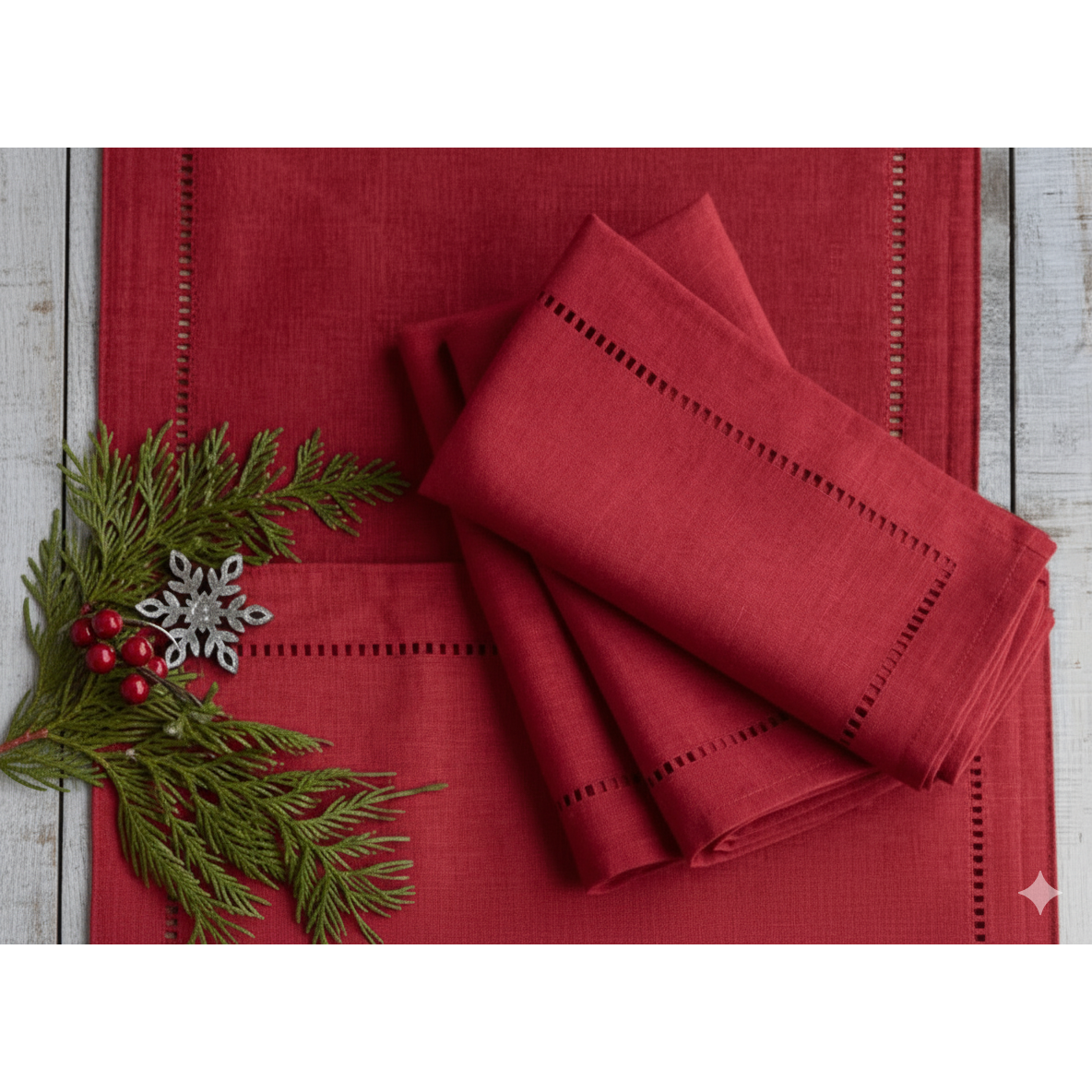 Set de 4 Servilletas de Lino Rojo