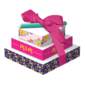 Torre 3 block de notas floral rosado azul y fucsia con boligrafo 5″ x 5″ x 3″