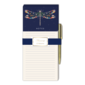 Libreta de libelula azul con boligrafo dorado de 4x8.5"
