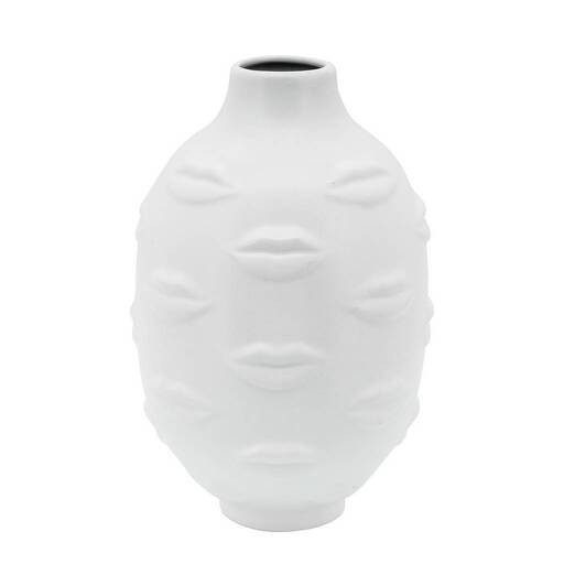 Vase lips de ceramica  6" en color blanco