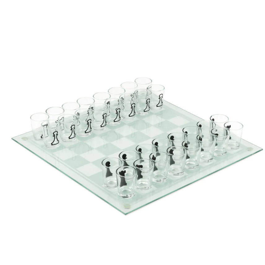 Tabla con Shots de Vidrio, Juego de Ajedrez