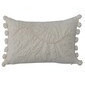 Cojin de algodón beige diseño bordado de rama 14 x 9"