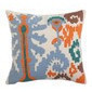 Cojin de algodón con bordado ikat multicolor 18"
