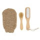 Set de 3 piezas cepillo piedra pomez y  guante para exfoliar 9 x 9.8 x 1.3″
