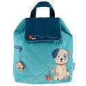 Mochila celeste con diseño de cachorro 30.5 cm x 34 cm