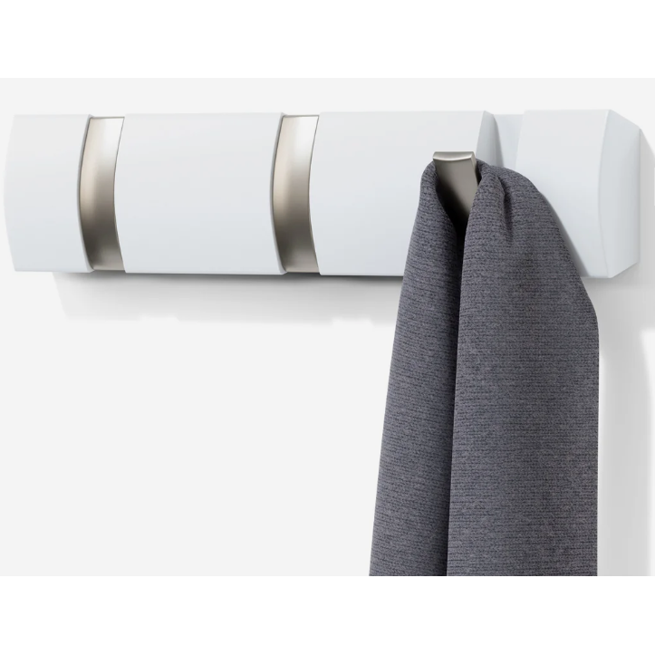 Perchero de Pared Blanco con Gancho Plateado