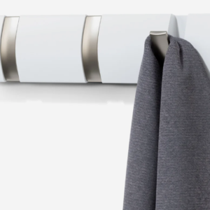 Perchero de Pared Blanco con Gancho Plateado