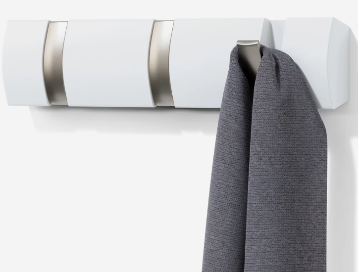 Perchero de Pared Blanco con Gancho Plateado
