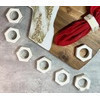 Set de 4  aros para servilletas redondos blanco y dorado