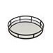 Bandeja de metal redonda color negro top de vidrio 15 x 2"