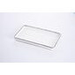 Bandeja rectangular blanca con orillas plateadasde porcelana 13 x 7 x 1"