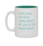 Taza blanca fondo verde the chair spins