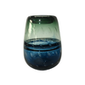 Jarron vidrio base azul con verde pequeno 8"x6"