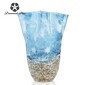 Vase decorativa en tono celeste y dorado 11 x 15"