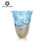 Vase decorativa en tono celeste y dorado 9 x 11"