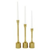 Set de 3 candelabros de aluminio dorado 14" 12" y 10"