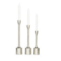 Set de 3 candelabros de aluminio plateado 14"12" y 10"