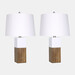 Lampara de mesa base de madera color blanco 21"