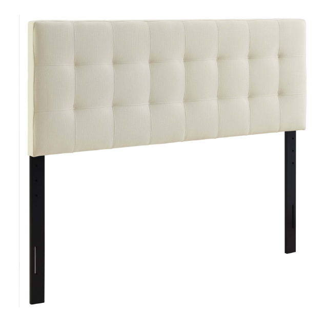Respaldo De Cama Lily King Con Botones Color Marfil