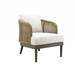 Silla meadow de exterior en rattan natural y cojin blanco 25" x 30" x 27"