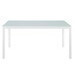 Mesa raileigh de comedor exterior de aluminio blanco y vidrio templado en blanco 36" x 59" x 29"