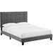Cama queen melanie con botones en color gris 86" x 65" x 48"