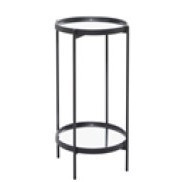 Mesa auxiliar de metal negro con top de espejo 15 x 28"