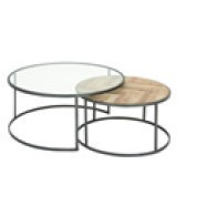 Mesa de centro de metal top de madera 27"