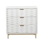 Gabinete blanco de 3 gavetas manecilla doradas 32 x 32"