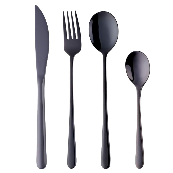 Set de 24 Piezas de Cuchilleria, Oro Negro