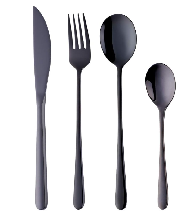 Set de 24 Piezas de Cuchilleria, Oro Negro