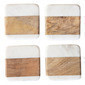 Set de 4 portavasos cuadrados de marmol y madera 4"