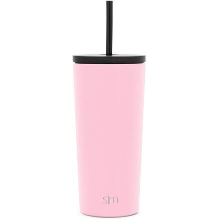 Vaso clasico con pajilla blanco rosado 20 oz