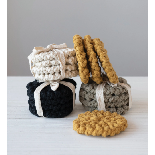 Set de 4 Portavasos Bordados, Colores Varios