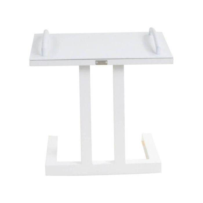 Mesa auxiliar con badeja de aluminio color blanco  42 x 50 x 40cm