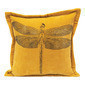 Cojin terciopelo mostaza 16" x 16" libelula estampada