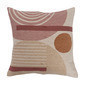 Cojin beige diseño abstracto café y rosa 20"
