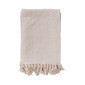 Throw de algodón de 60 x 50" beige bordado con borlas