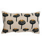 Cojin beige de bordado de flores azules 24 x 14"