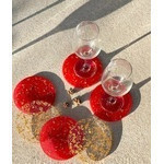 Set de 4 portavasos rectangular en color rojo