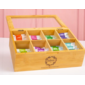 Caja de bamboo con 48 tes de 8 sabores