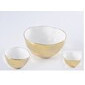 Set de 3 bowl dorados fondo blanco de porcelana