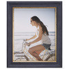 Porta retrato en madera azul detalle dorado 8 x10