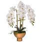 Orquidea 3 varas blanca con maceta dorada 25"