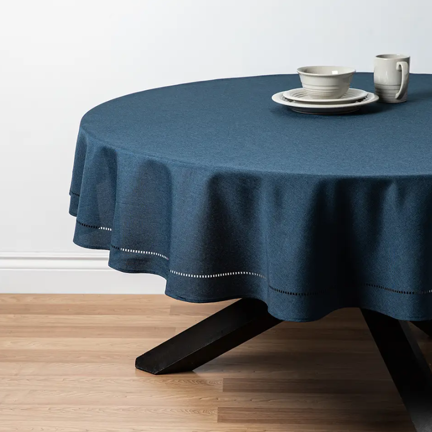 Mantel para mesa de lino 70″ color azul negro