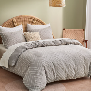 Set de Duvet Capitoné, Queen Gris
