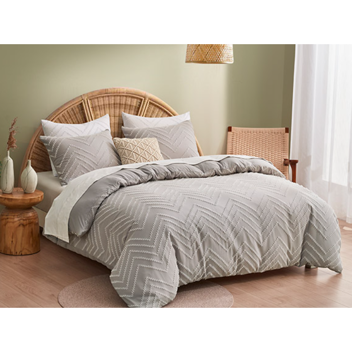 Set de Duvet Capitoné, Queen Gris