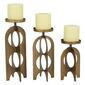 Set de 3 candelabros de pilar metal dorado 7", 9" y 11"