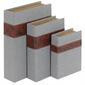 Set de 3 cajas para libros en color gris franja marron 15", 12" y9"