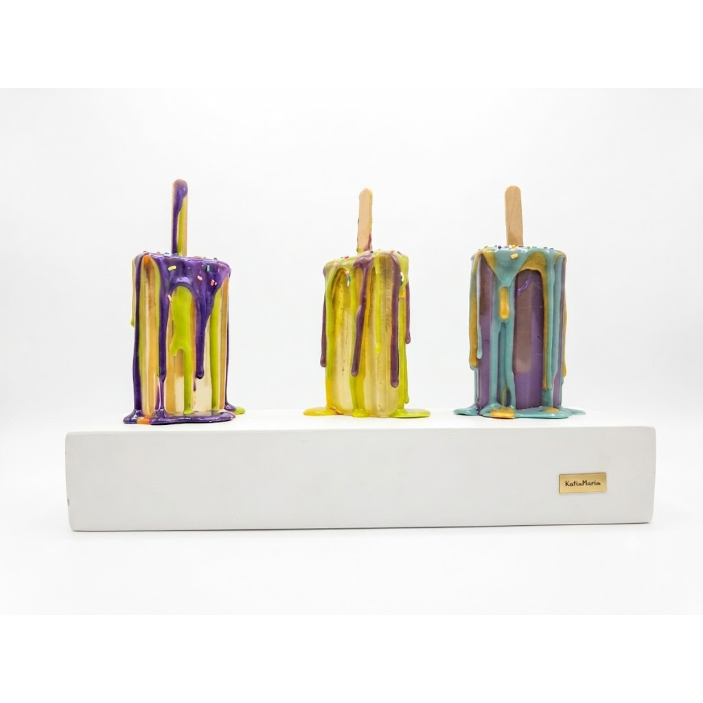 Trio de paletas caos de sabor en base de madera